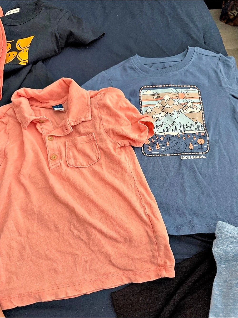 Kids Short Sleeve Tops Set in Blue & Pink